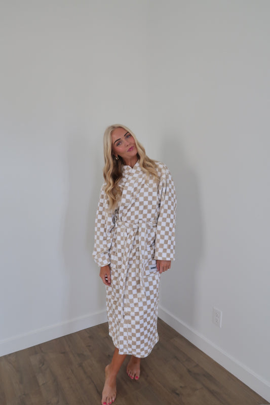 TAN CHECK ROBE